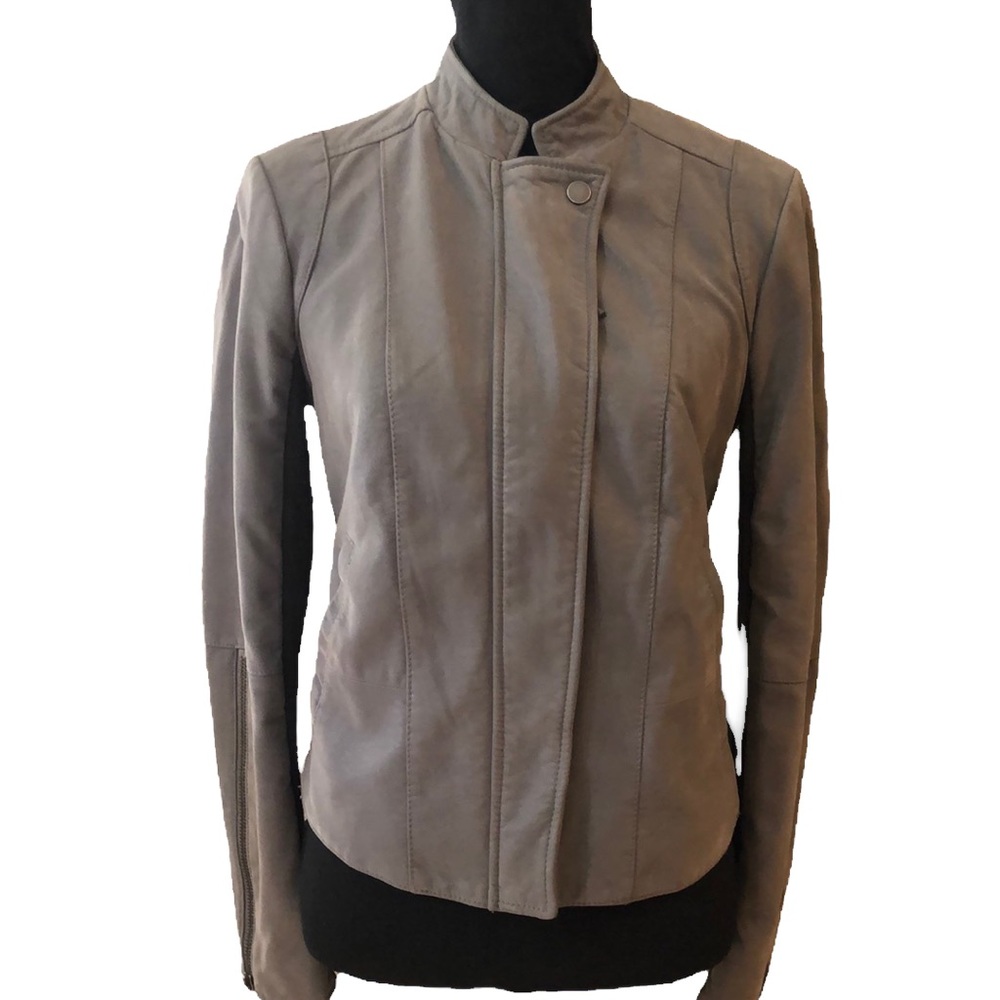 FREE PEOPLE COOL AND CLEAN FAUX LEATHER MOTO JACKET GRAY GREEN SIZE 4